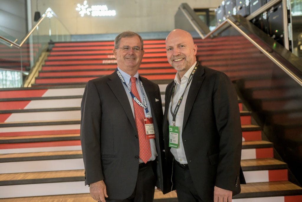 Carl Otto Løvenskiold og Gunnar Glavin Nybø under åpningen av Bygg Reis Deg 2025